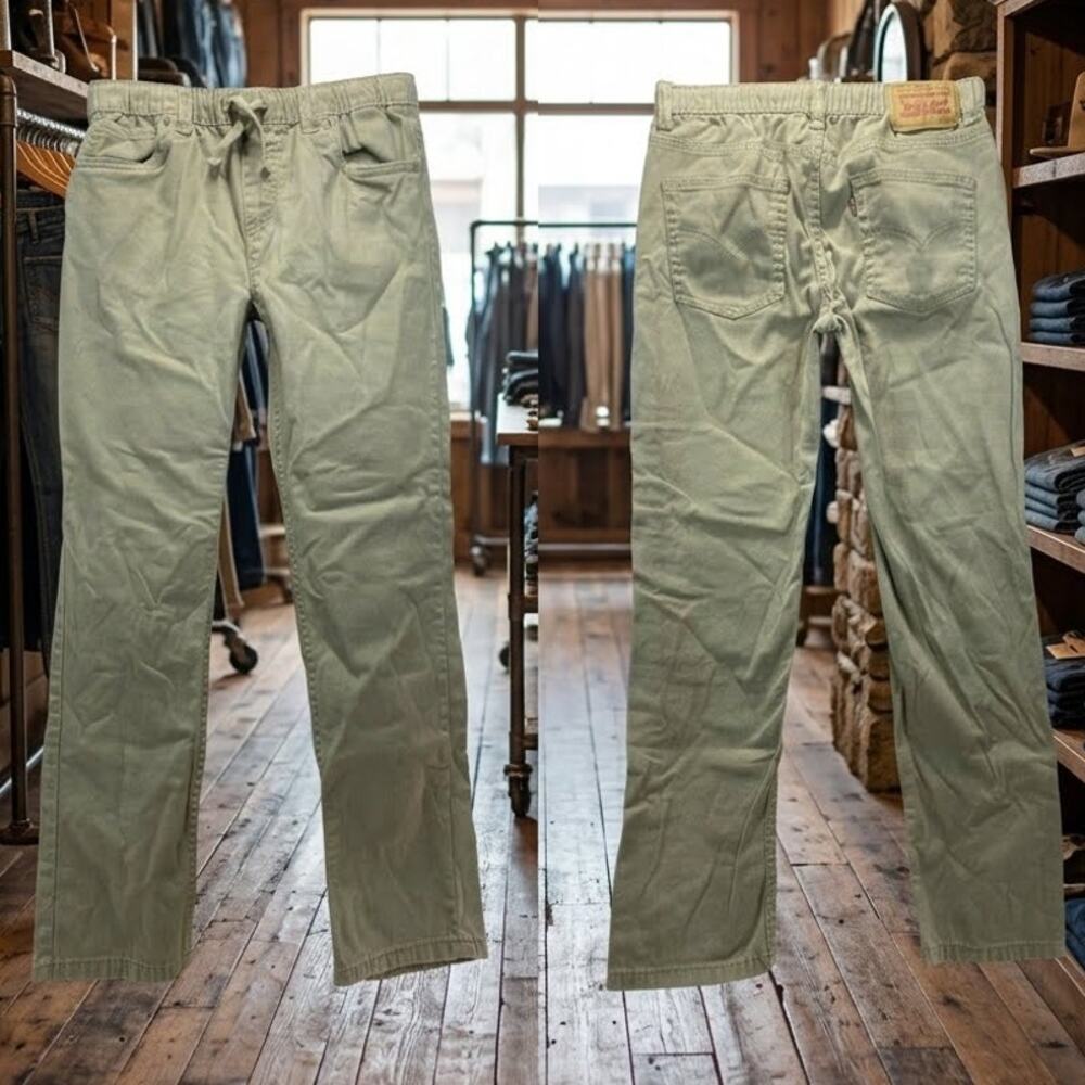 Levi's Boys 14 Reg Khaki Pull-On Stretch Drawstring Waist Pants 27x29